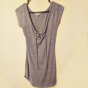 better be grey ribbed scoop neck line midi dress